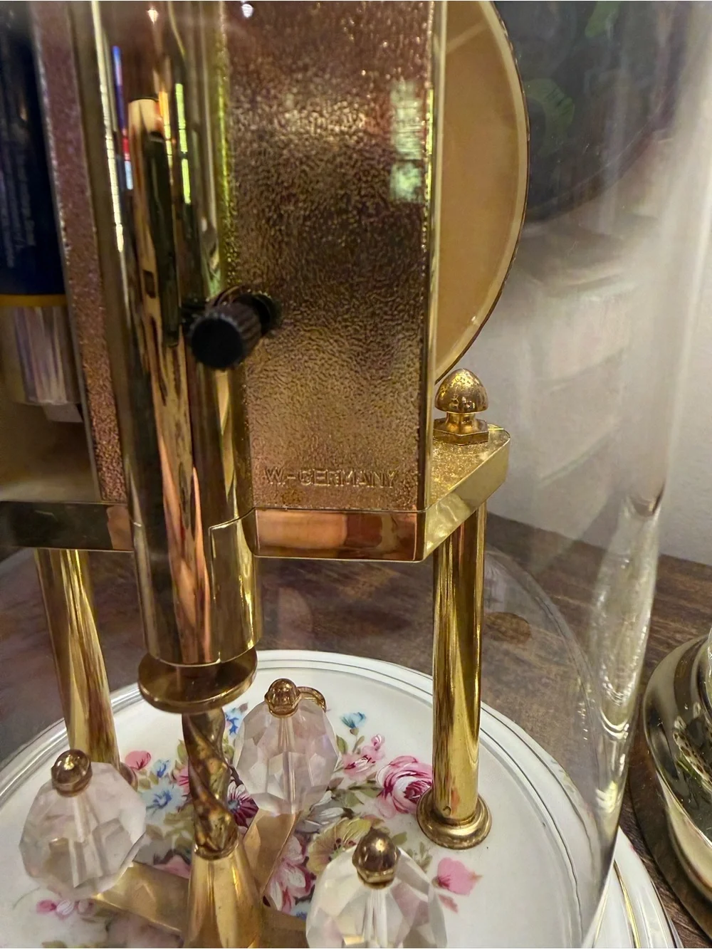 Floral Anniversary Clock in White and Gold